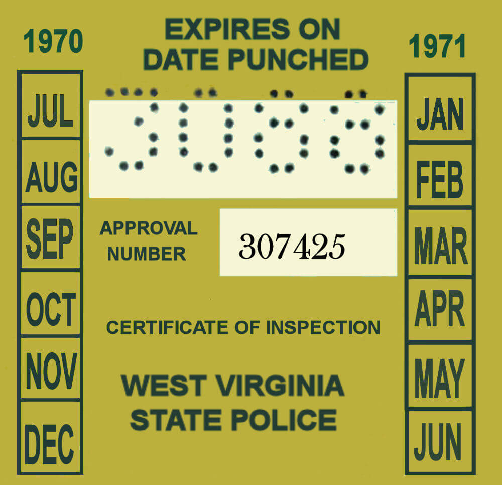 (image for) 1970-71 West Virginia INSPECTION Sticker